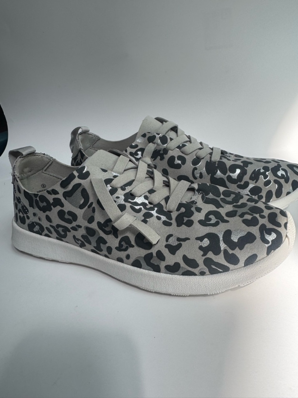 Not Rated Grey and Black Leopard Slip-On Faux Suede Sneakers